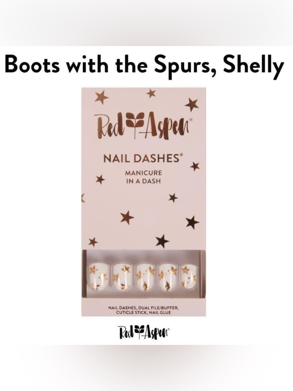 NIB Red Aspen Boots with the Spurs, Shelly Press-On Nail Dashes